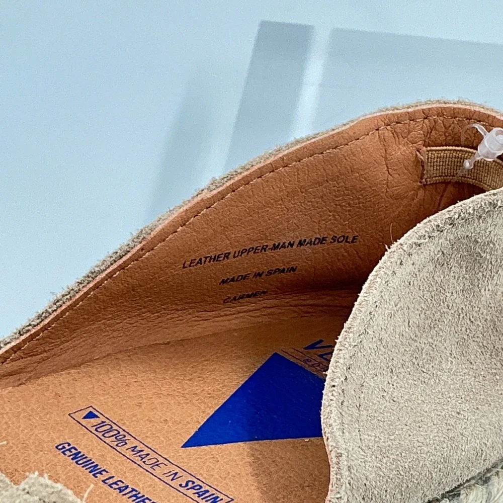 Verbenas Size 9 Espadrille Flats Tan Suede Slip On Shoes Made in Spain Worn Once